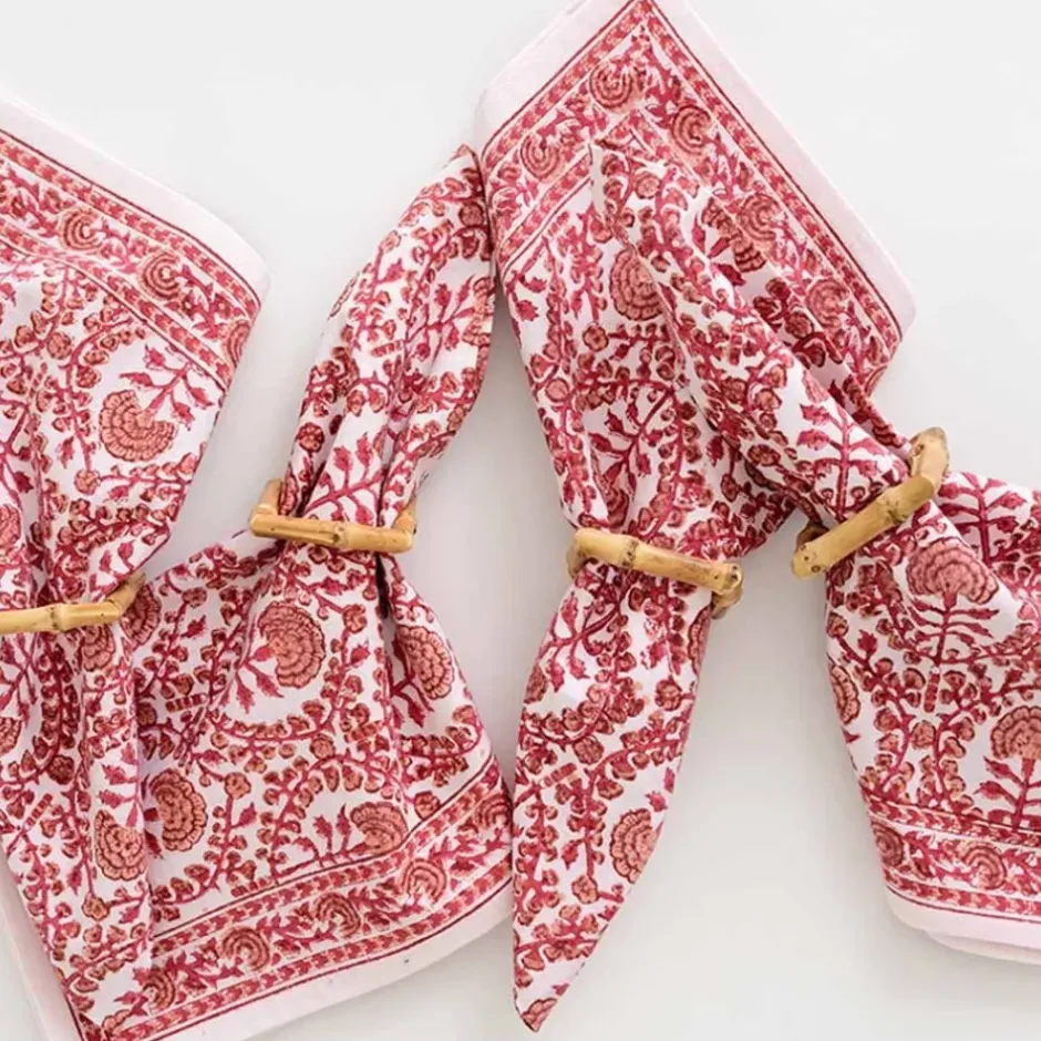 Pomegranate Inc Square Bamboo Napkin Rings | Set of 4^ Rattan, Wicker & Bamboo