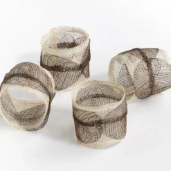 Pomegranate Inc Taupe Poplar Leaf Napkin Rings | Set of 4^ Napkin Rings