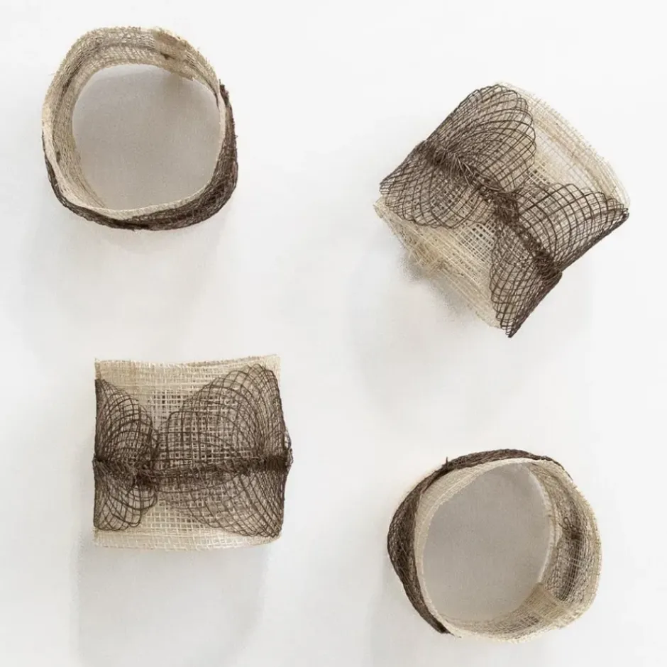 Pomegranate Inc Taupe Poplar Leaf Napkin Rings | Set of 4^ Napkin Rings
