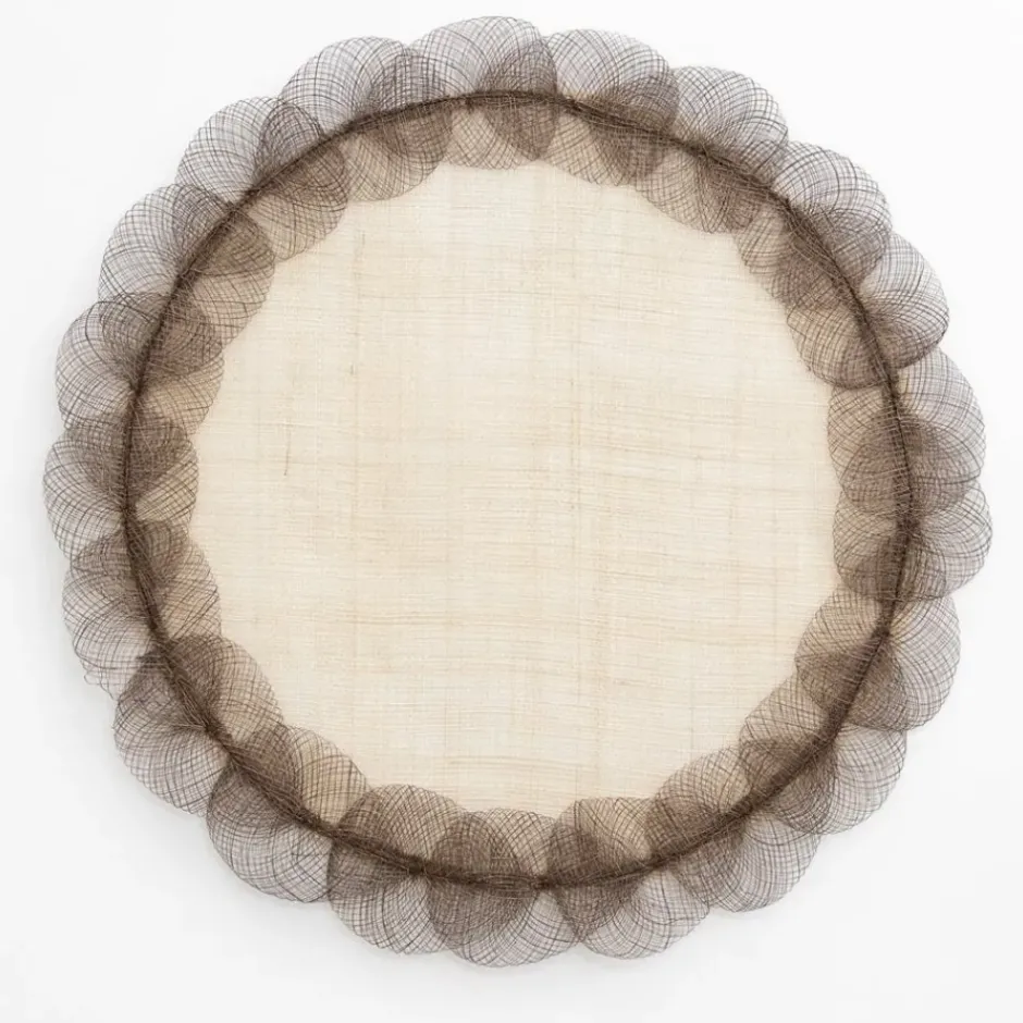 Pomegranate Inc Taupe Poplar Leaf Rice Paper Placemat | Set of 4^ Woven Placemats