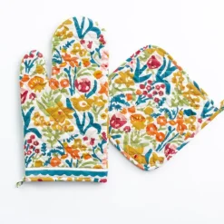 Pomegranate Inc Teal Garden Oven Mitt Set^ Oven Mitts