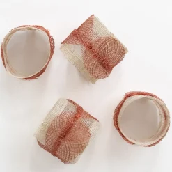 Pomegranate Inc Terracotta Poplar Leaf Napkin Rings | Set of 4^ Napkin Rings