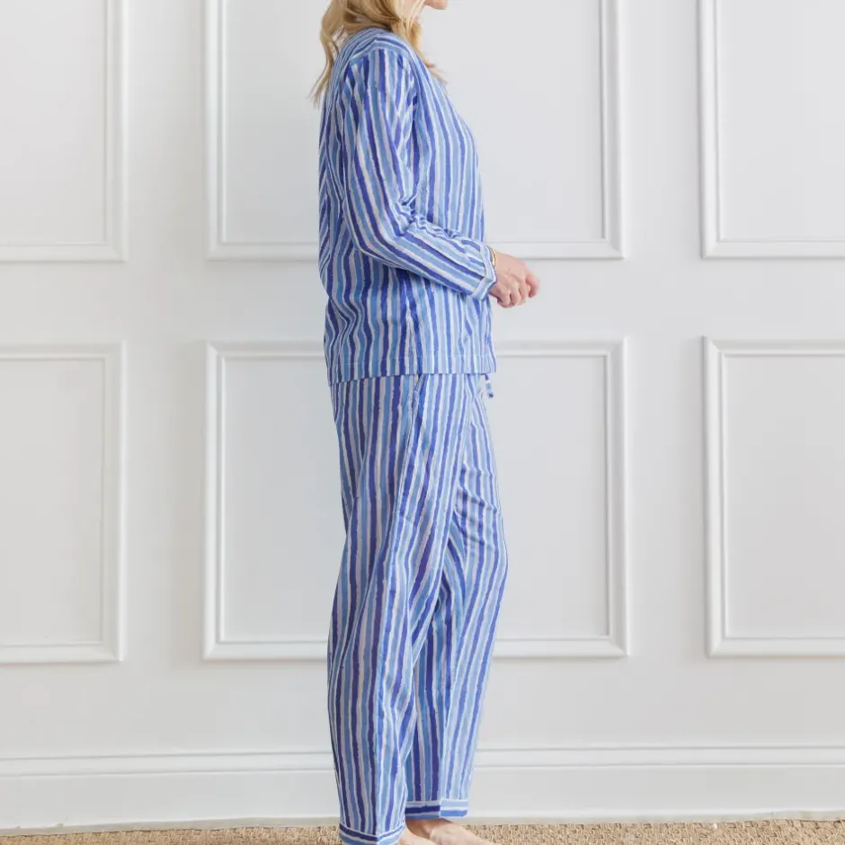 Pomegranate Inc Watercolor Blue Stripe PJ Set^ Loungewear & Accessories