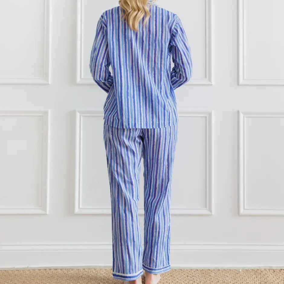 Pomegranate Inc Watercolor Blue Stripe PJ Set^ Loungewear & Accessories