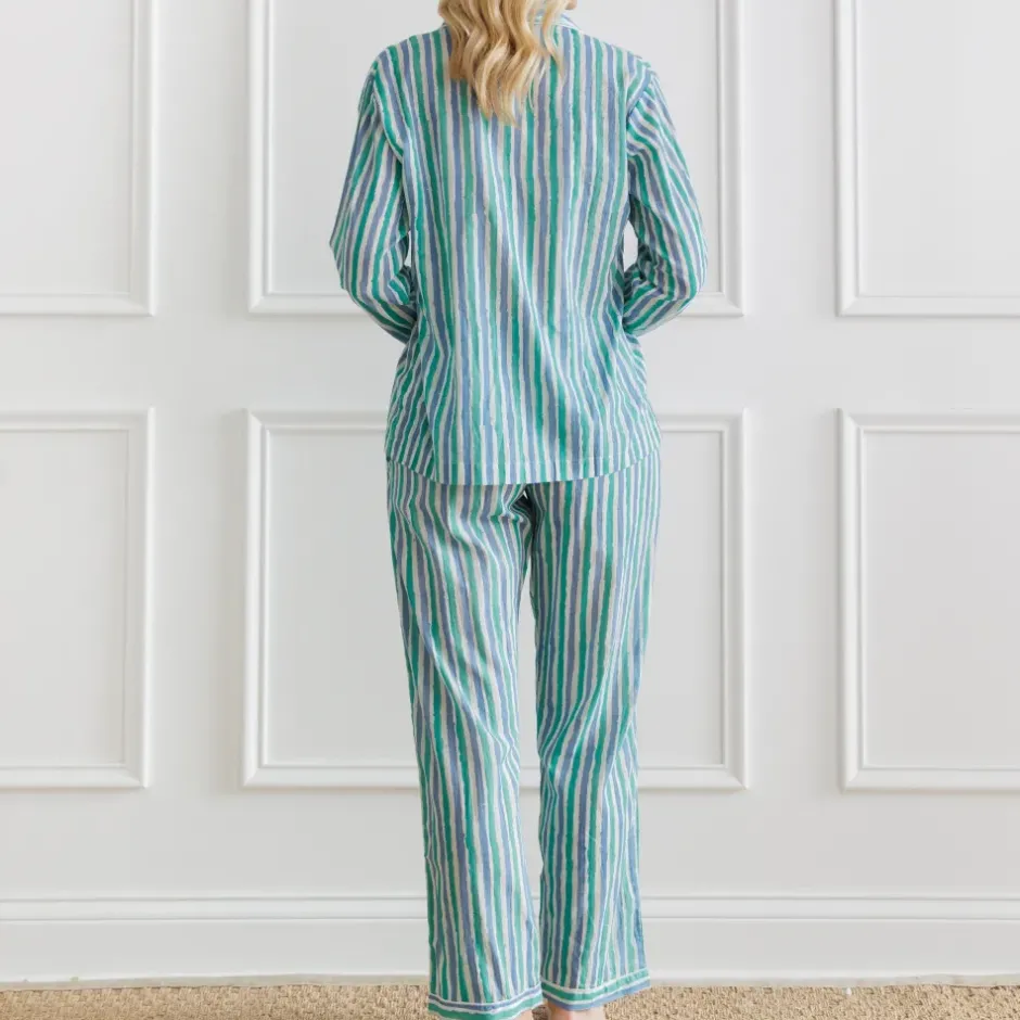 Pomegranate Inc Watercolor Green Stripe Pajama Set^ Loungewear & Accessories