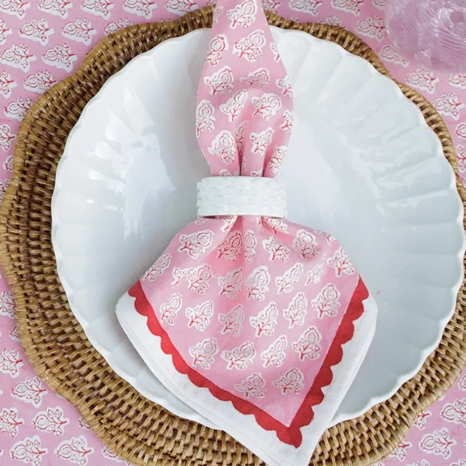Pomegranate Inc White Round Resin Beaded Napkin Ring | Set of 4^ Napkin Rings