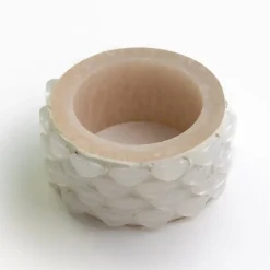 Pomegranate Inc White Round Resin Beaded Napkin Ring | Set of 4^ Napkin Rings