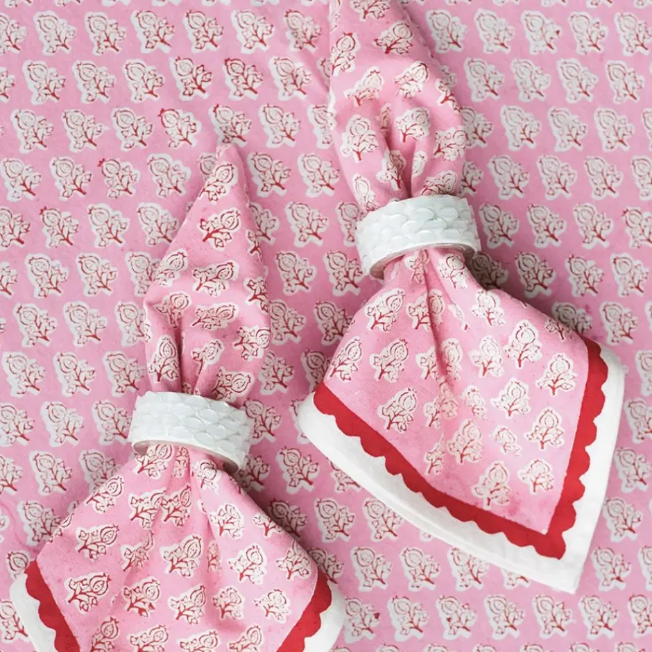 Pomegranate Inc White Round Resin Beaded Napkin Ring | Set of 4^ Napkin Rings