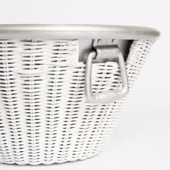 Pomegranate Inc White Wicker and Aluminum Ice Bucket with Handles^ Serveware|Rattan, Wicker & Bamboo