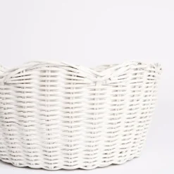 Pomegranate Inc White Wicker Scalloped Bowl^ Serveware|Rattan, Wicker & Bamboo