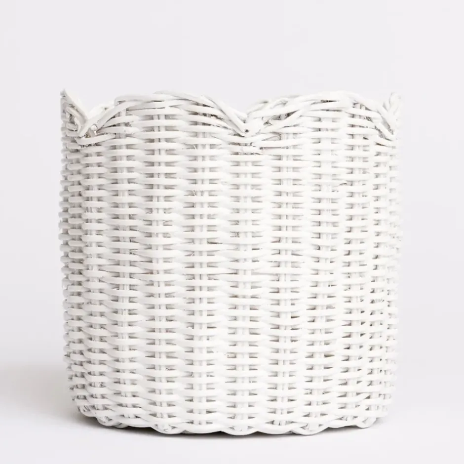 Pomegranate Inc White Wicker Scalloped Container^ Rattan, Wicker & Bamboo