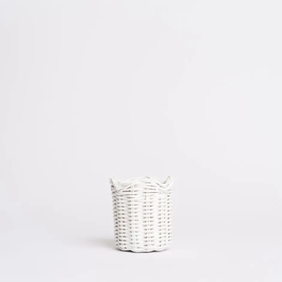 Pomegranate Inc White Wicker Scalloped Container^ Rattan, Wicker & Bamboo