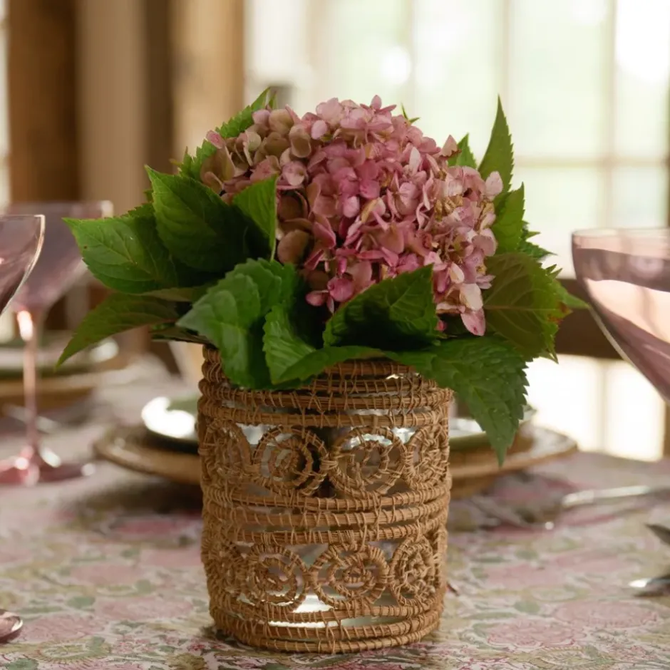 Pomegranate Inc Woven natural Candle Holder / Vase Large^ Rattan, Wicker & Bamboo
