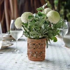 Pomegranate Inc Woven natural Candle Holder / Vase Large^ Rattan, Wicker & Bamboo