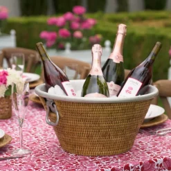 Pomegranate Inc Woven Rattan and Aluminum Ice Bucket with Handles^ Rattan, Wicker & Bamboo