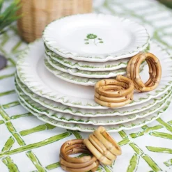 Pomegranate Inc Wrapped Bamboo Napkin Rings | Set of 4^ Napkin Rings|Rattan, Wicker & Bamboo