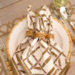 Pomegranate Inc Wrapped Bamboo Napkin Rings | Set of 4^ Napkin Rings|Rattan, Wicker & Bamboo