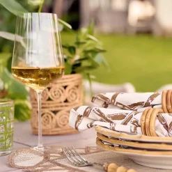 Pomegranate Inc Wrapped Bamboo Napkin Rings | Set of 4^ Napkin Rings|Rattan, Wicker & Bamboo