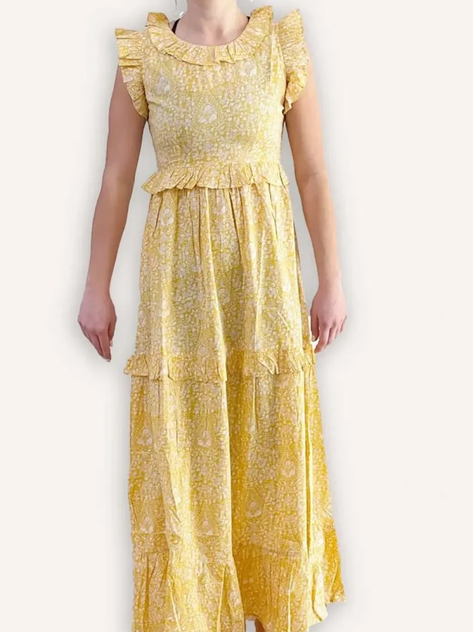 Pomegranate Inc Yellow Paisley Flounce Sleeve Dress^ Everyday Dresses