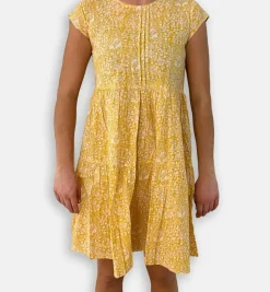 Pomegranate Inc Yellow Paisley Pintuck Cap Sleeve Dress^ Everyday Dresses