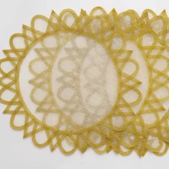 Pomegranate Inc Yellow Round Woven Placemats | Set 4^ Woven Placemats