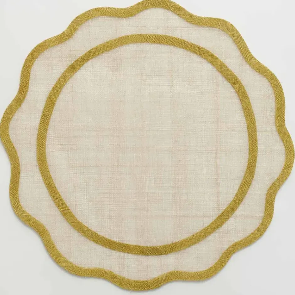 Pomegranate Inc Yellow Scallop Edge Woven Placemats | Set 4^ Woven Placemats