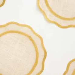 Pomegranate Inc Yellow Scallop Edge Woven Placemats | Set 4^ Woven Placemats