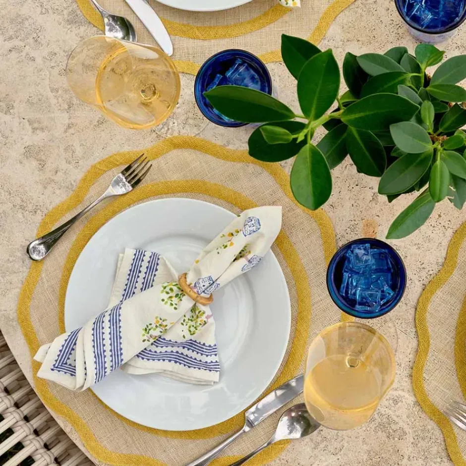 Pomegranate Inc Yellow Scallop Edge Woven Placemats | Set 4^ Woven Placemats